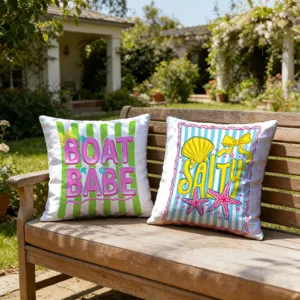 Summer beach striped starfish shell throw pillow covers for outdoor patio resort decor