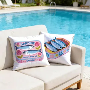 Süßer Sardinen-Dosen-Kissenbezug, lebendiges Sommer Pool Sofa Kissen Dekoration.