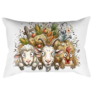 Schattige boerderij dieren lang kussensloop, retro landelijke stijl bank kussen.