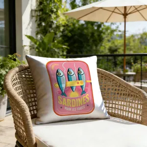 Cartoon Sardinen Druck Kissenbezug, Sommer Strand Resort Stil Sofa Sitz Kissen Hülle.