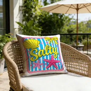 Summer beach stripe seashell starfish throw pillow cover for vacation pool patio home decor