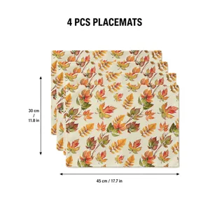 4 pcs autumn leaf placemats set waterproof table mats 45x30cm for home dining decoration