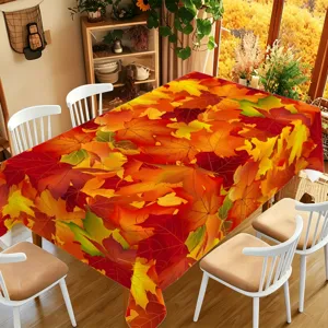 Autumn maple leaf print rectangle tablecloth for thanksgiving dining room decor table cover