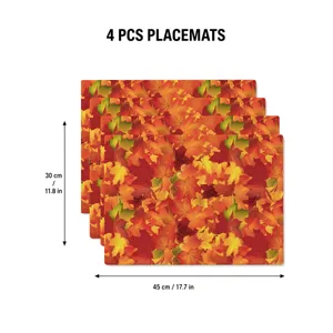 Set of 4 autumn maple leaf placemats, heat-resistant table mats for dining room 30x45cm.