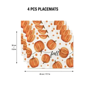 Fall pumpkin placemats set of 4, autumn table decor dining table mats 30x45cm for home party