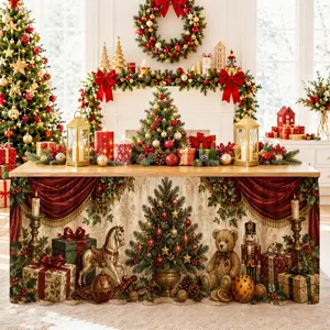Weihnachten Tischrock wasserdicht feiertag party esstisch schrank dekorative abdeckung