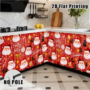 Christmas cabinet curtain table skirt waterproof polyester holiday home decor detail view