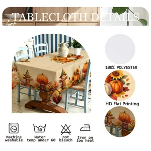 Herbst Thanksgiving Kürbis Tischdecke Detail, 100% Polyester HD Druck Tischabdeckung.