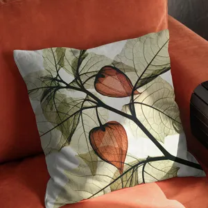 Housse de coussin décorative motif de feuilles squelette pour canapé salon salon maison
