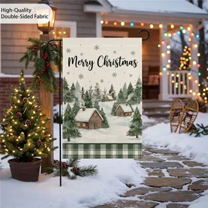 Bandiera da giardino Natale bifacciale inverno neve paesaggio cortile decorazione striscione