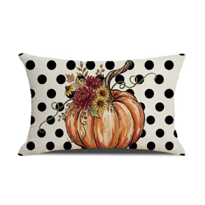 Herbst Thanksgiving Kürbis Ahornblatt Lendenkissenbezug Aquarell Druck Deko Kissenbezug
