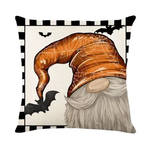Federa per cuscino Halloween gnomo con cappello ragnatela per decorazione festiva casa.