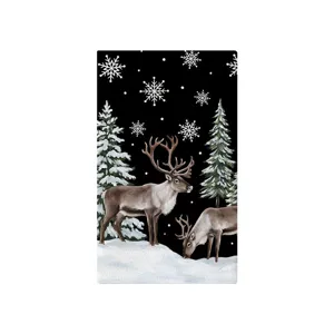 Weihnachten Kuechentuch mit Rentier und Schneebaum Muster, festliche Heimtextilien Dekoration.
