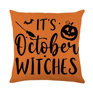 Federa per cuscino Halloween arancione autunno stagionale decorativa fodera dettaglio