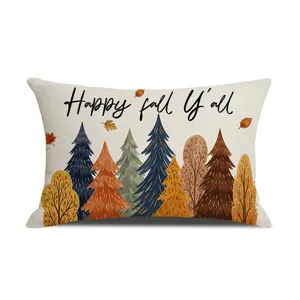Herbst Wald Aquarell Druck Lendenkissenbezug dekoratives Kissen fuer gemütliche Deko