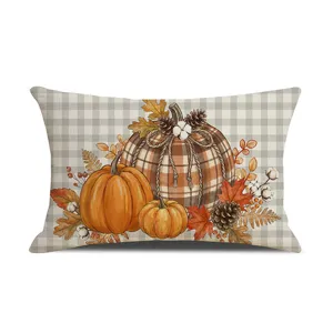 Herbst Erntedank Kürbis Ahornblatt Lendenkissenbezug Aquarell Heimtextilien Kissenbezug