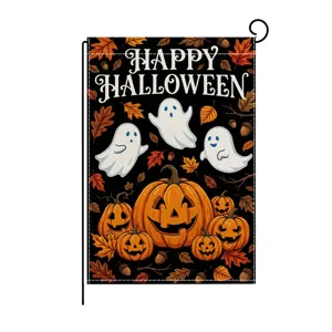 Halloween garden flag double sided vertical ghost pumpkin outdoor yard decorative banner