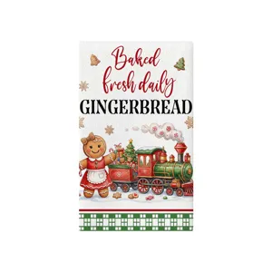 Weihnachten Lebkuchen Küchentuch, niedlicher Zug Feiertag Druck, saugfähiges Geschirrtuch.