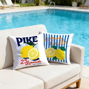 Housse de Coussin Imprimé Citron Frais d'Été Housse de Coussin Décorative Pour Salon Canapé Plage Bord de Piscine Décoration