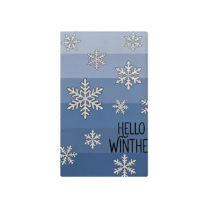 Blaues Gradienten Schneeflocken Muster Küchen Handtuch, weiches saugfähiges Geschirrtuch im Winter.