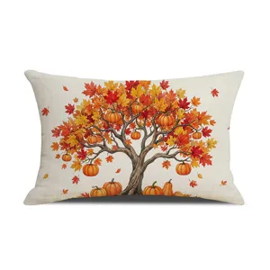 Herbst Thanksgiving Kissenbezug Kürbis Ahornblatt Lendenkissen Deko Sofakissen Hülle