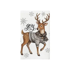 Weihnachten Küchenhandtuch mit süßem Rentier und Schneeflocken Motiv für Tischdekoration.