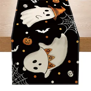 Camino de mesa de Halloween fantasma aterrador calabaza telaraña decoración hogar 1ud