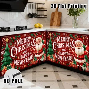 Christmas kitchen cabinet skirt waterproof polyester festive holiday decorative curtain