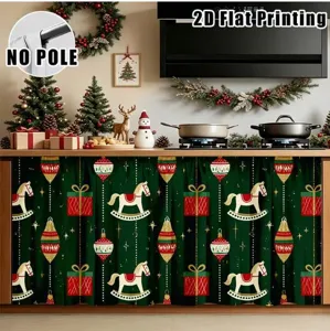 Christmas cabinet curtain festive holiday home decor 2D flat printing polyester fabric skirt