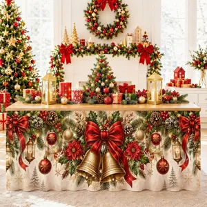 Wasserdichtes Polyester Weihnachtstischrock festliche Deko für den Esstisch Schrank