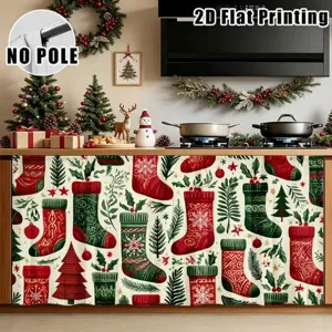 Christmas cabinet curtain festive holiday dust cover short curtain for home kitchen decor