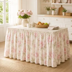 Ländlicher Blumen-Tischrock Polyester Rüschen Tischtisch für Heimdekoration Esszimmer Einrichtung.