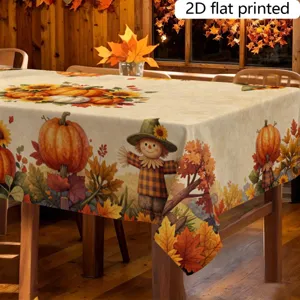 Herbst Tischdecke mit süßem Vogelscheuche und Kürbis Druck für Thanksgiving Tischdekoration.