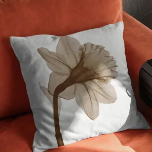 Housse de coussin carree en lin et coton imprime floral, decoration de canape moderne chic.