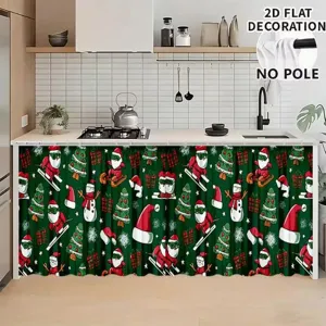 Christmas kitchen cabinet curtain waterproof polyester holiday decorative table skirt decor
