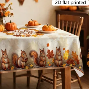 Tovaglia autunnale del Ringraziamento con scoiattoli zucche decoro festivo tessuto