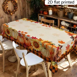 Tovaglia del Ringraziamento autunno zucca girasole foglia d'acero scozzese decorazione tavola