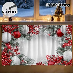 Festive Christmas polyester table skirt dustproof curtain with festive print detail view today.