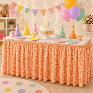 Ländlicher Blümchen Tischrock Polyester Party Tischdecke süße Gänseblümchen Heimdeko Vorhang