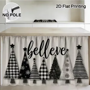 Christmas table skirt cabinet curtain waterproof polyester decor 2D print for holiday design