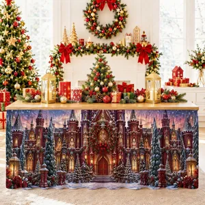 Weihnachten Tischrock wasserdicht Polyester Tischdeko festliche Atmosphaere Schrank