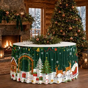 Weihnachten Tischrock wasserdicht Polyester Tischdecke fur Festlich Party Wohnkultur