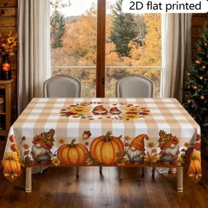 Thanksgiving Herbst Kürbis Zwerg Tischdecke Detailansicht, karierte Tischabdeckung Dekor.