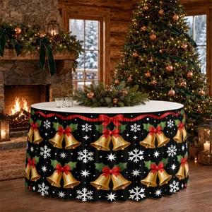 Weihnacht runder Tischrock wasserdicht Polyester Tischdecke für Feiertag Party Zimmer Deko
