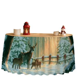 Gonna da tavolo di Natale impermeabile foresta invernale cervo decorazione tenda