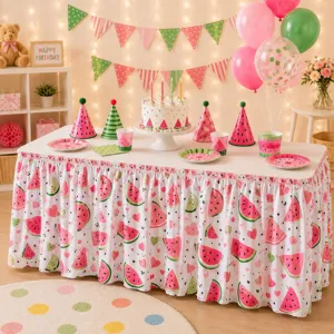 Wassermelone Tischrock Polyester Party Tischdecke süßes rosa Obst Design Heimtextilien.