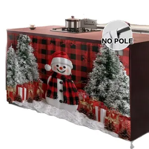 Christmas table skirt red and black buffalo plaid holiday table decoration waterproof fabric