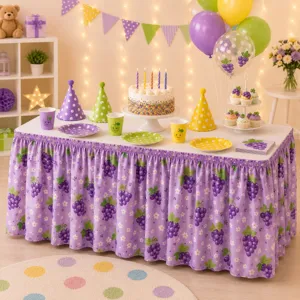 Traubenmuster Tischrock Polyester Party Tischdecke staubdichter Heimdeko Schrank Vorhang