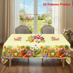Floral table cloth with garden fruit pattern for dining room, 2d printed fabric cover.