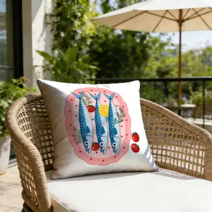 Cartoon Dopamin Sardinen Kissenbezug, Strandurlaub Stil Sofa Kissen Fall Heimdekoration
